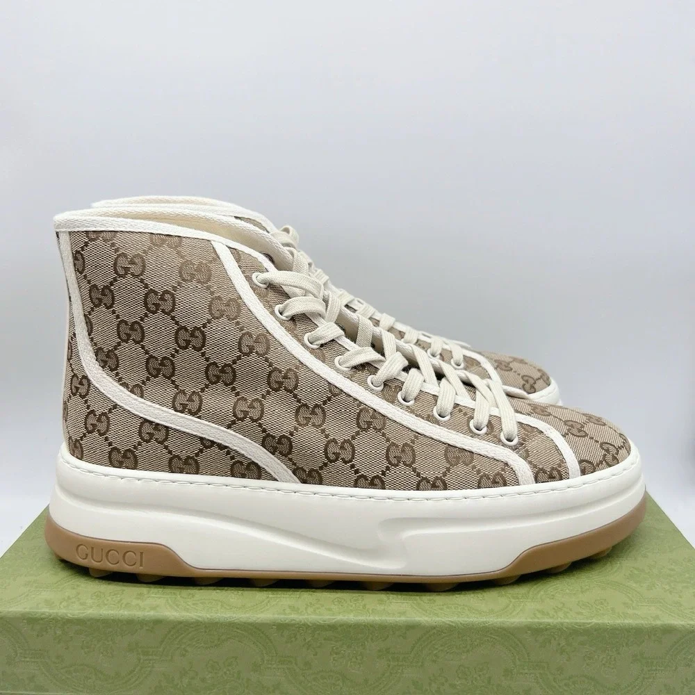 Gucci TENNIS 1977 TRECK HIGH GG JACQUARD SNEAKER Interlocking Mens UK 11 US 11.5